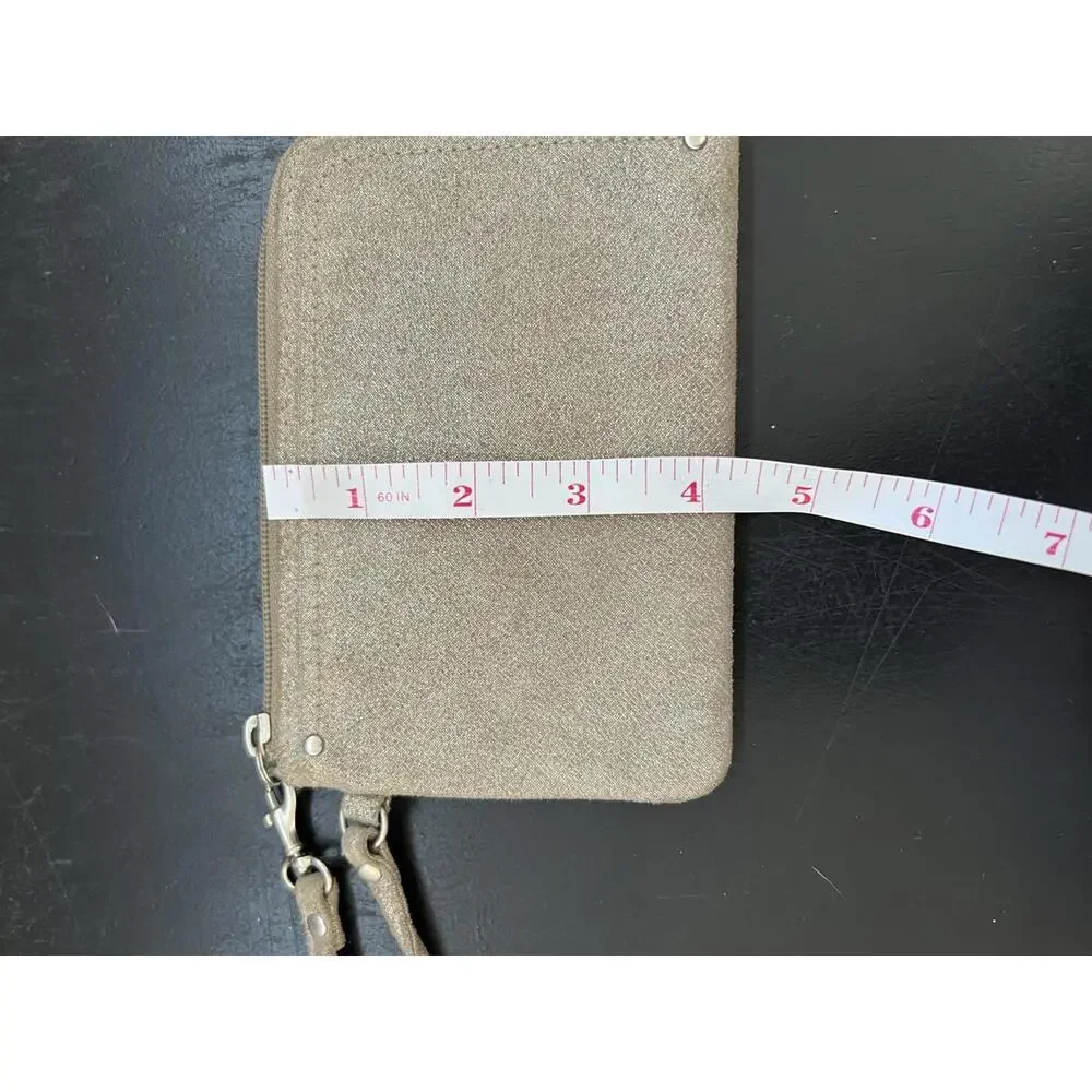 Fossil Distressed‎ Suede Metallic Gold Wristlet Wallet